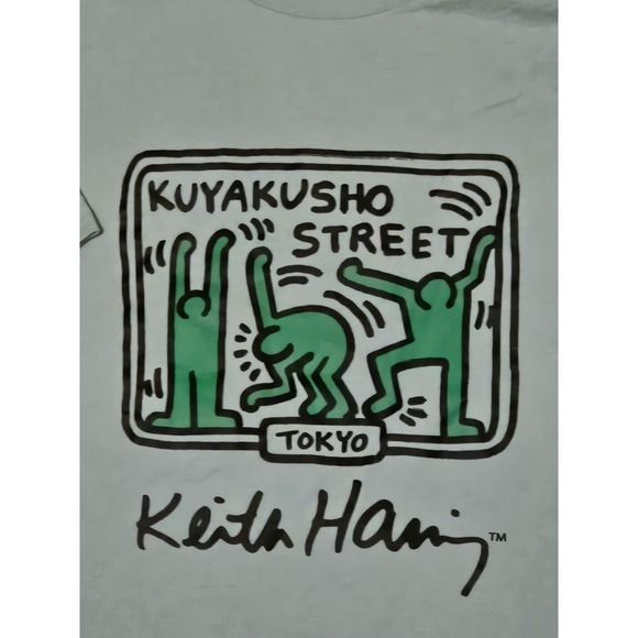 Uniqlo x Keith Kuyakusho Haring Shirt Mens Medium Green Crew Neck Short Sleeve - Picture 2 of 7